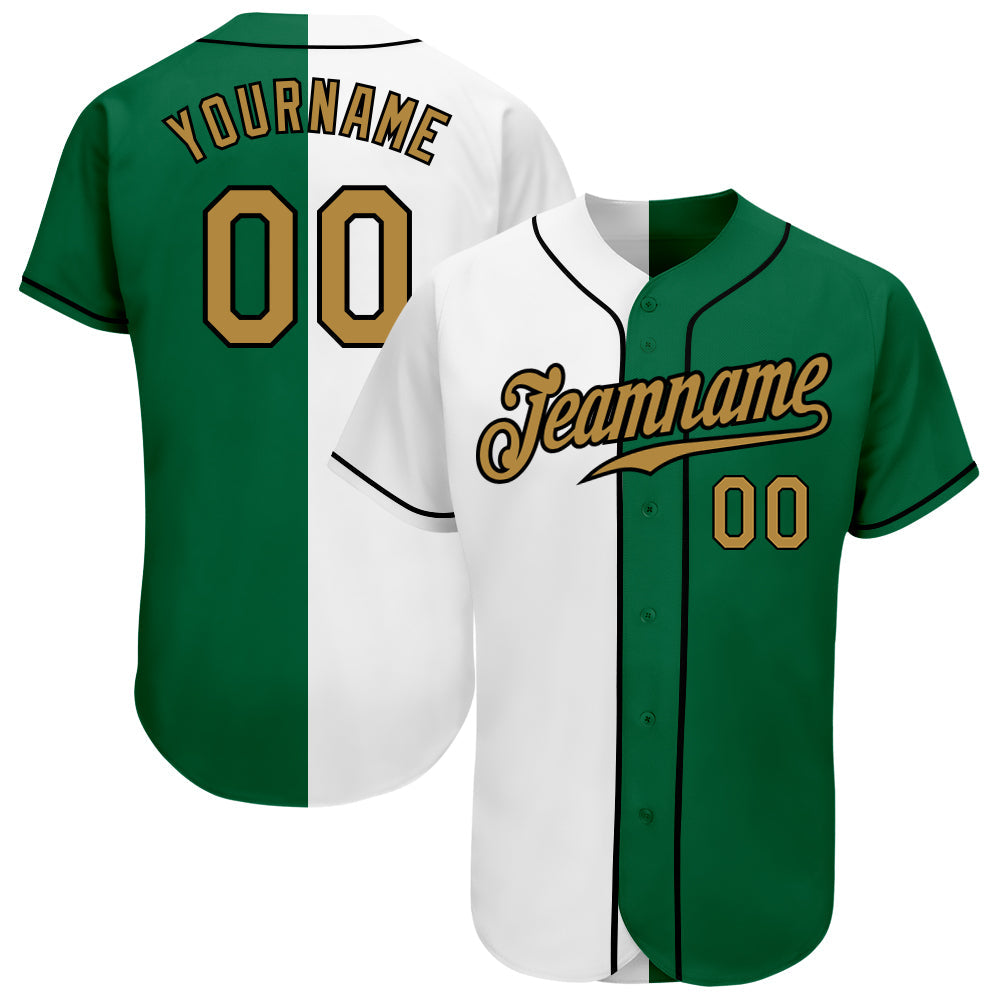 Custom White Old Gold-Black Authentic Split Fashion Baseball Jersey baseball jersey product view 1