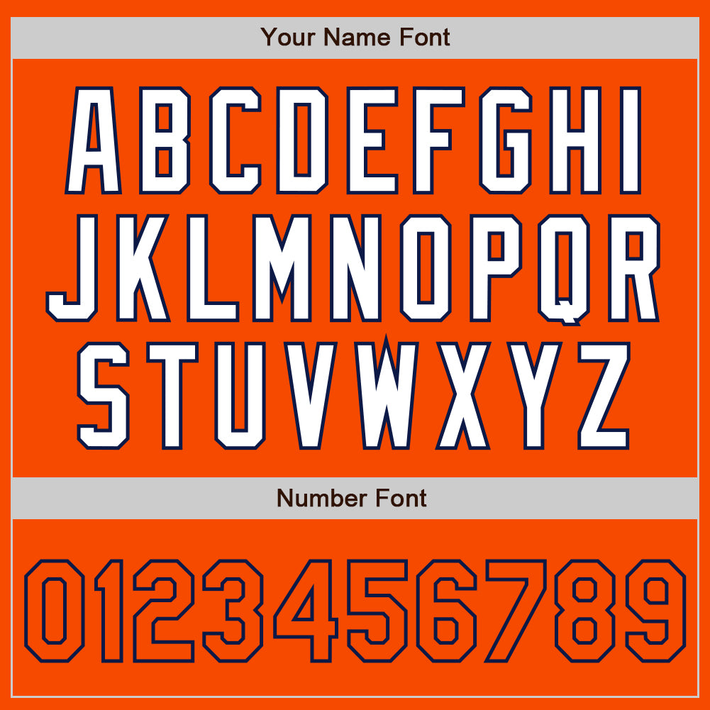 Custom White Orange-Navy Authentic Split Fashion Baseball Jersey baseball jersey product view 4