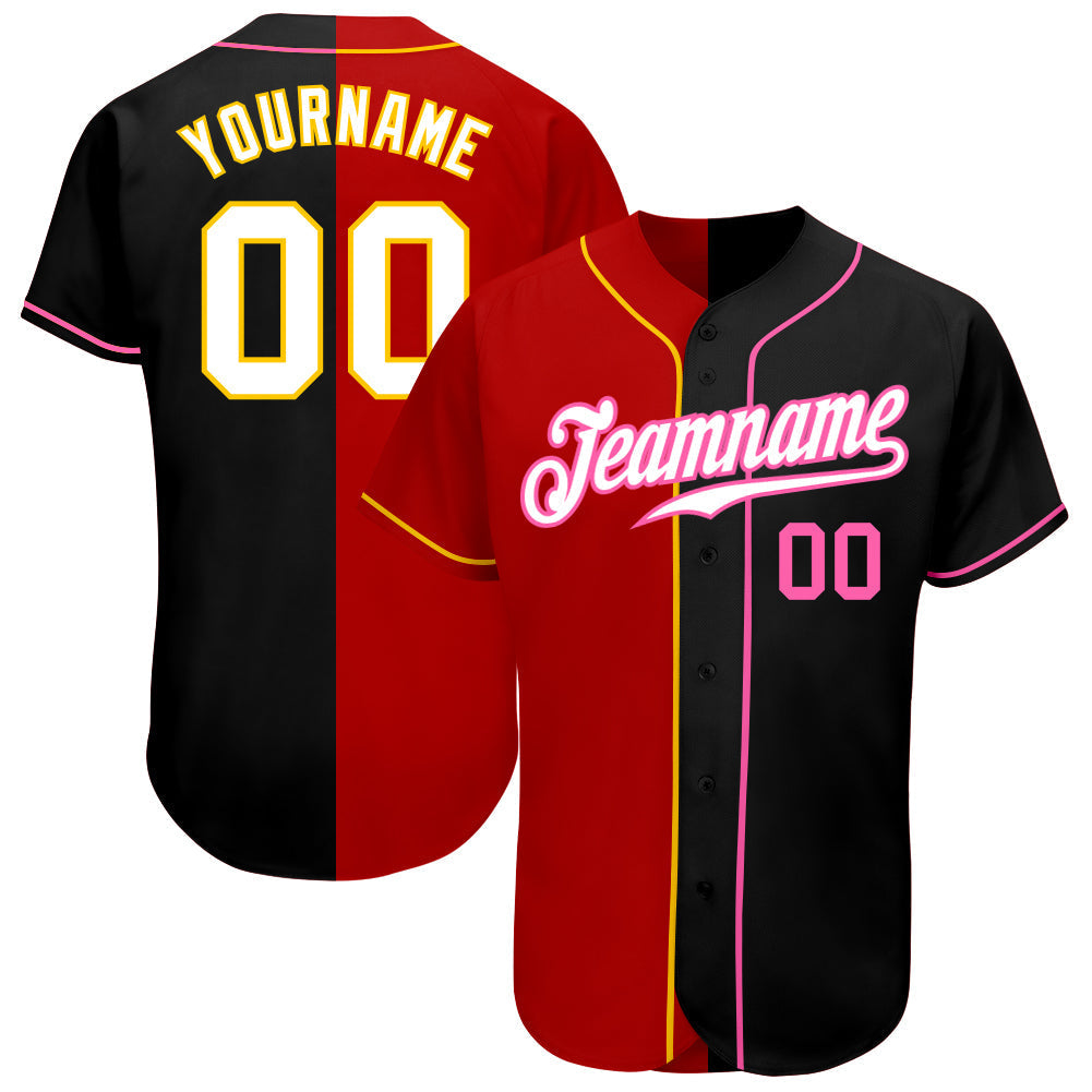 Custom Black White-Red Authentic Split Fashion Baseball Jersey baseball jersey product view 1