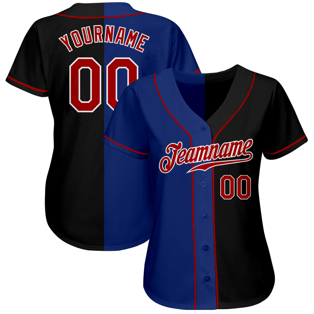 Custom Black Red-Royal Authentic Split Fashion Baseball Jersey baseball jersey product view 2