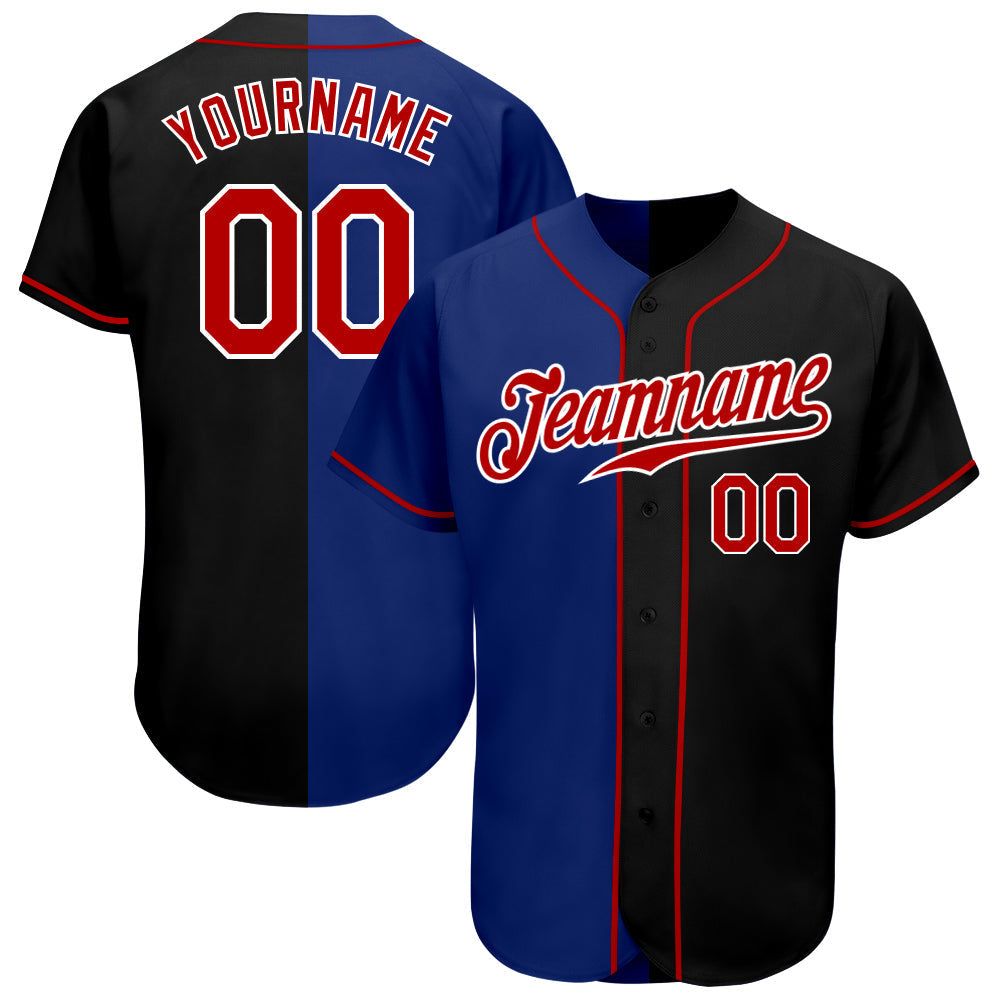 Custom Black Red-Royal Authentic Split Fashion Baseball Jersey baseball jersey product view 1