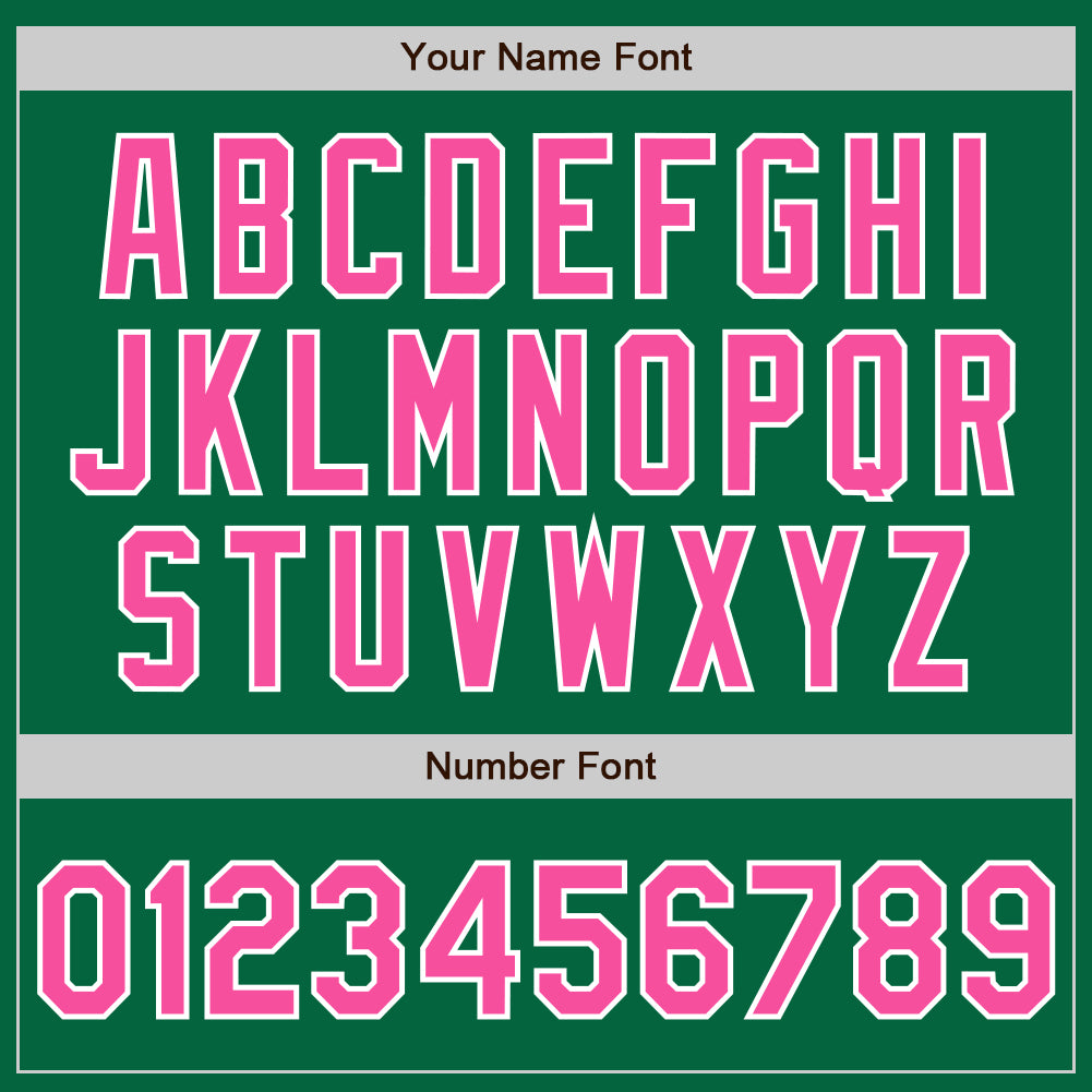 Custom Kelly Green Pink-Gray Authentic Split Fashion Baseball Jersey baseball jersey product view 4