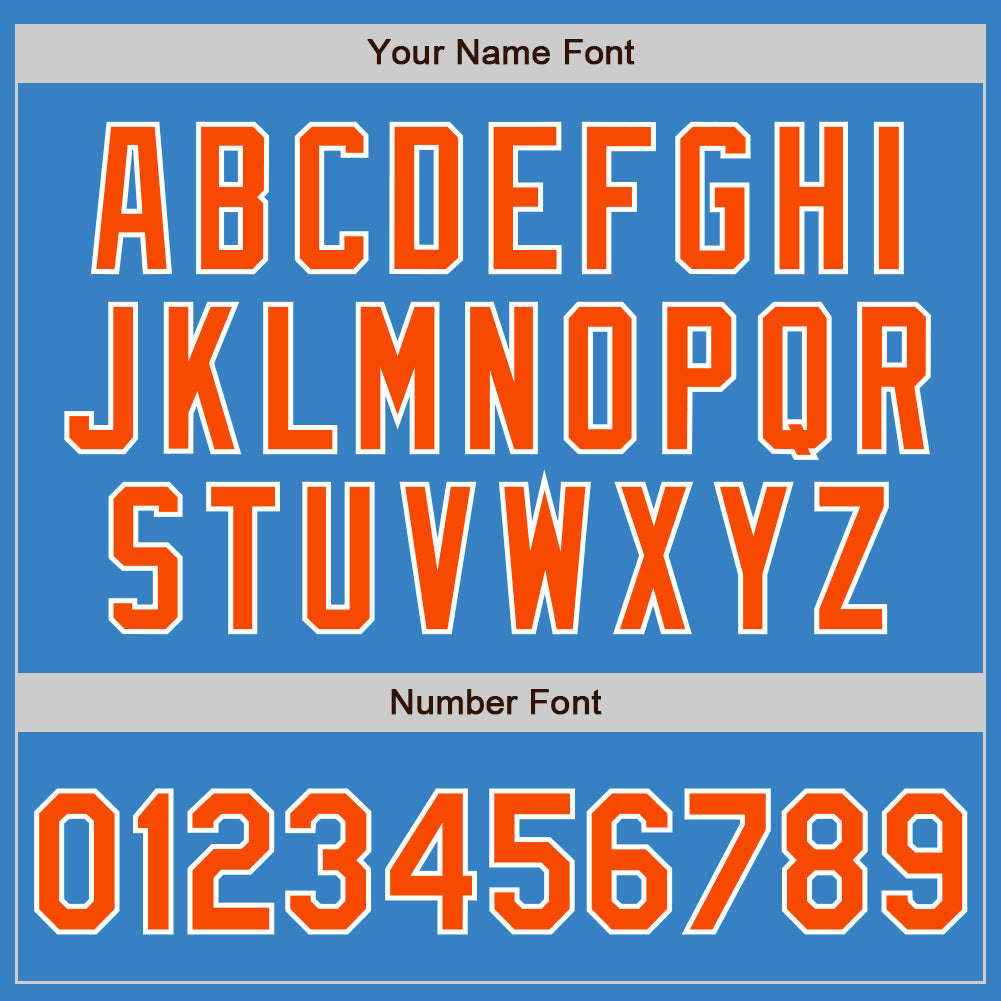Custom Powder Blue Orange-White Authentic Split Fashion Baseball Jersey baseball jersey product view 4