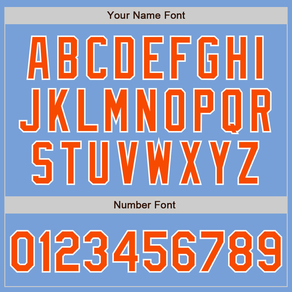 Custom Light Blue Orange-White Authentic Split Fashion Baseball Jersey baseball jersey product view 4