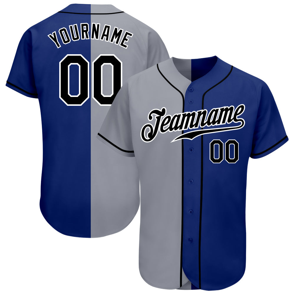 Custom Royal Black-Gray Authentic Split Fashion Baseball Jersey baseball jersey product view 1