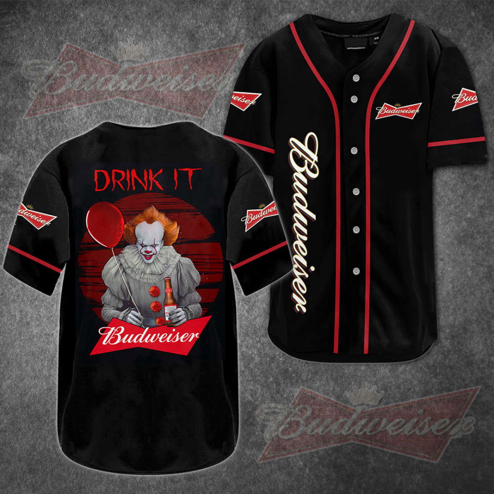 Spookify Your Style with Lite Beer Horror Clown Baseball Jersey baseball jersey product view 2