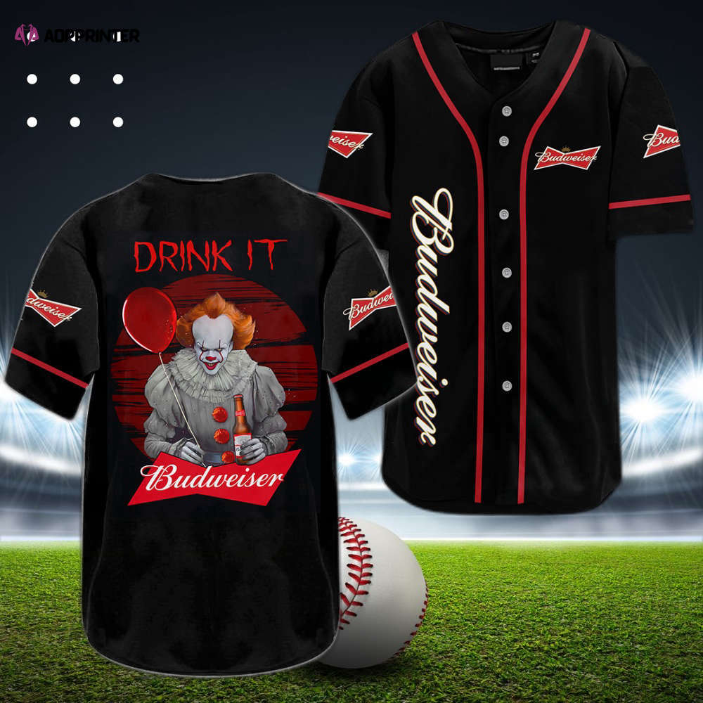 Spookify Your Style with Lite Beer Horror Clown Baseball Jersey baseball jersey product view 1