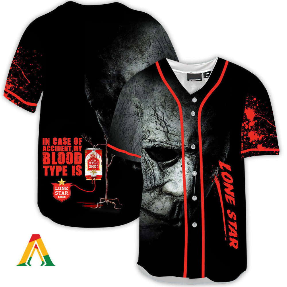 Spooktacular Halloween Horror Michael Myers Lone Star Baseball Jersey baseball jersey product view 2