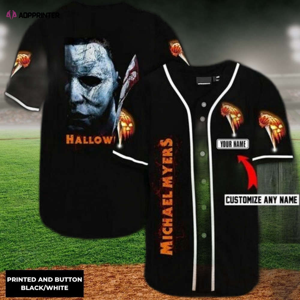 Spooktacular Michael Myers Halloween 3D Baseball Jersey – Personalized for Horror Fanatics - Aopprinter baseball jersey product view 1