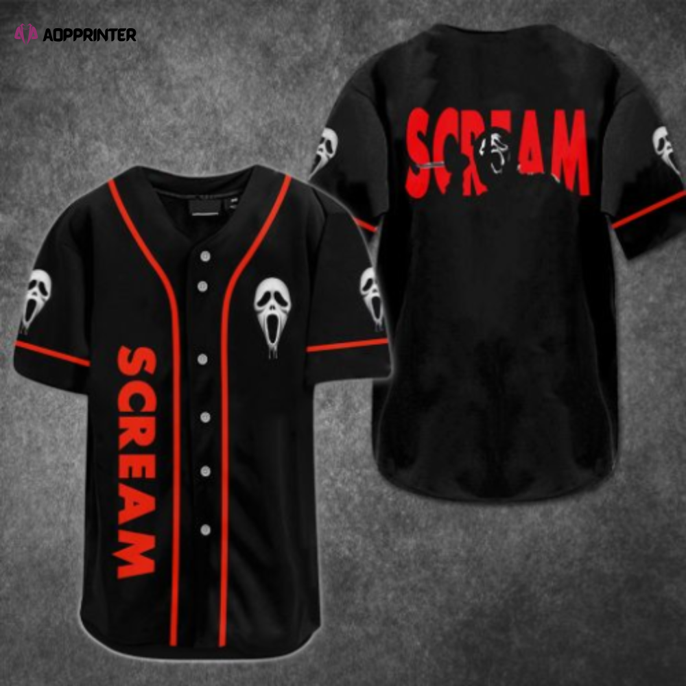 Spooky Ghostface Scream Baseball Jersey Shirt – Perfect for Halloween baseball jersey product view 1
