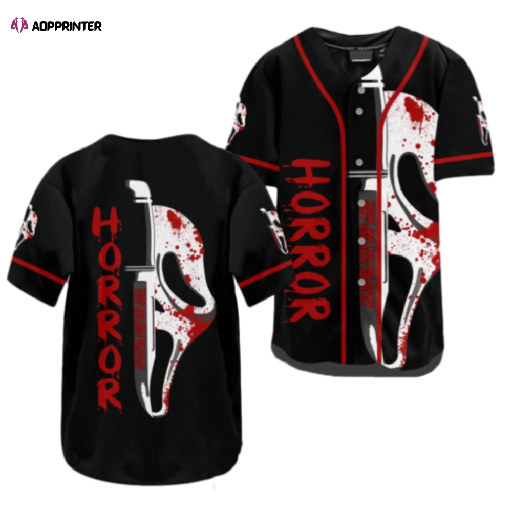 Spooky Ghostface Scream Horror Movie Halloween Baseball Jersey Shirt baseball jersey product view 1