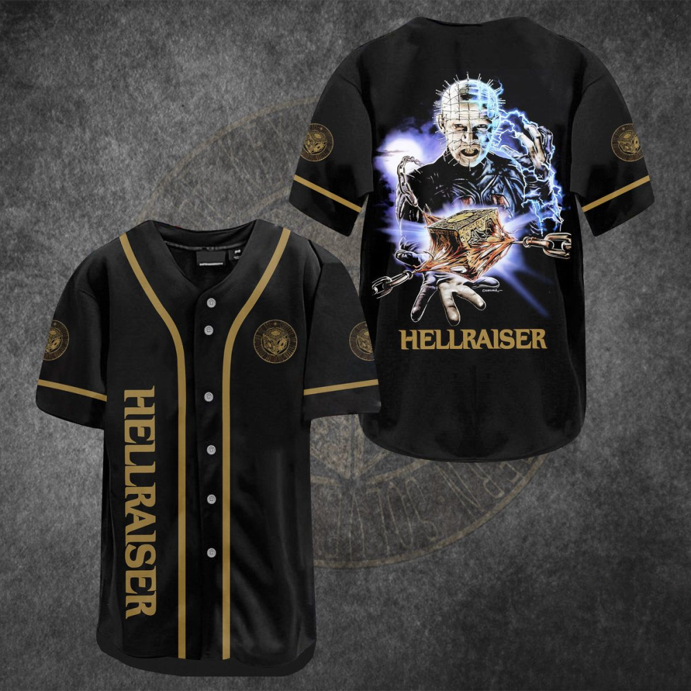 Spooky Hellraiser Horror Movie Baseball Jersey – Stylish Apparel baseball jersey product view 2