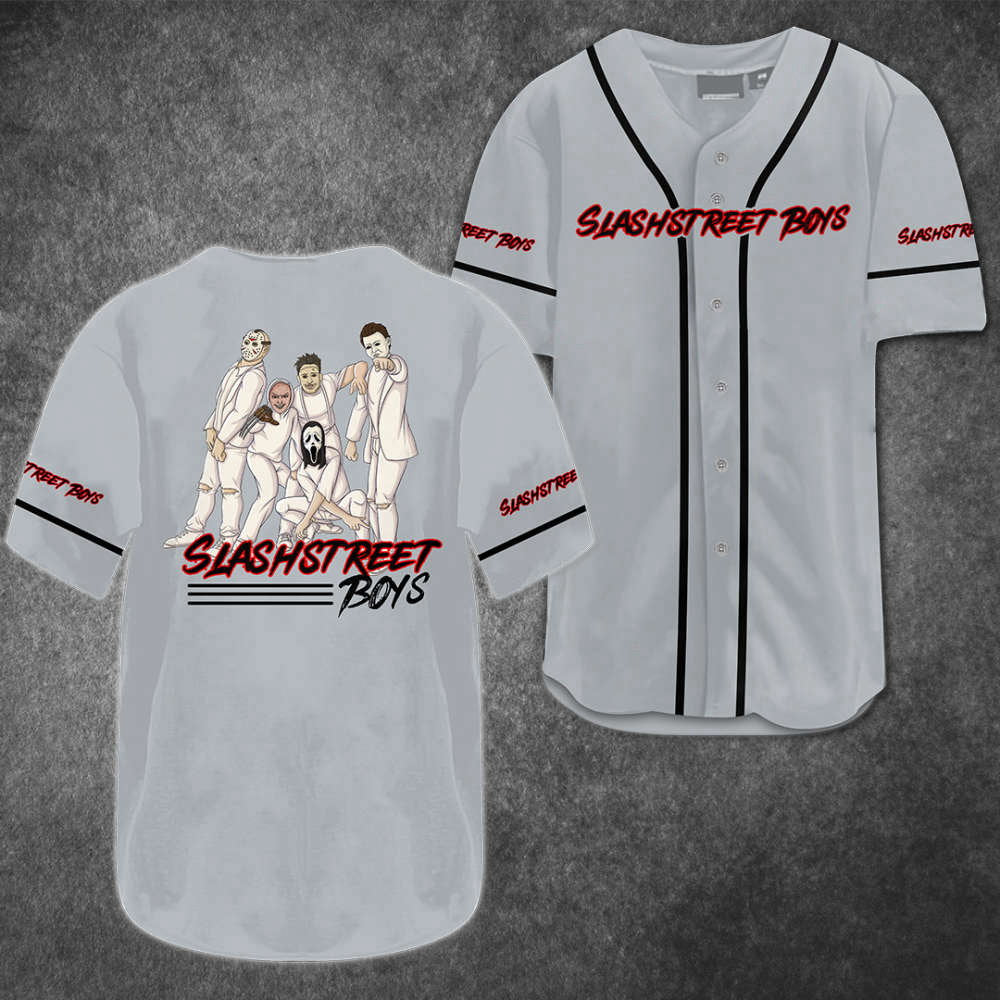 Spooky Style: Horror Slashstreet Boys Baseball Jersey for Fans baseball jersey product view 2