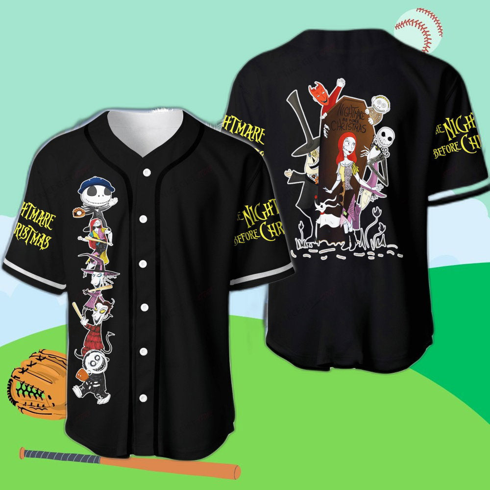 Spooky Style: Nightmare Before Christmas Baseball Jersey – Halloween Baseball Shirt baseball jersey product view 1