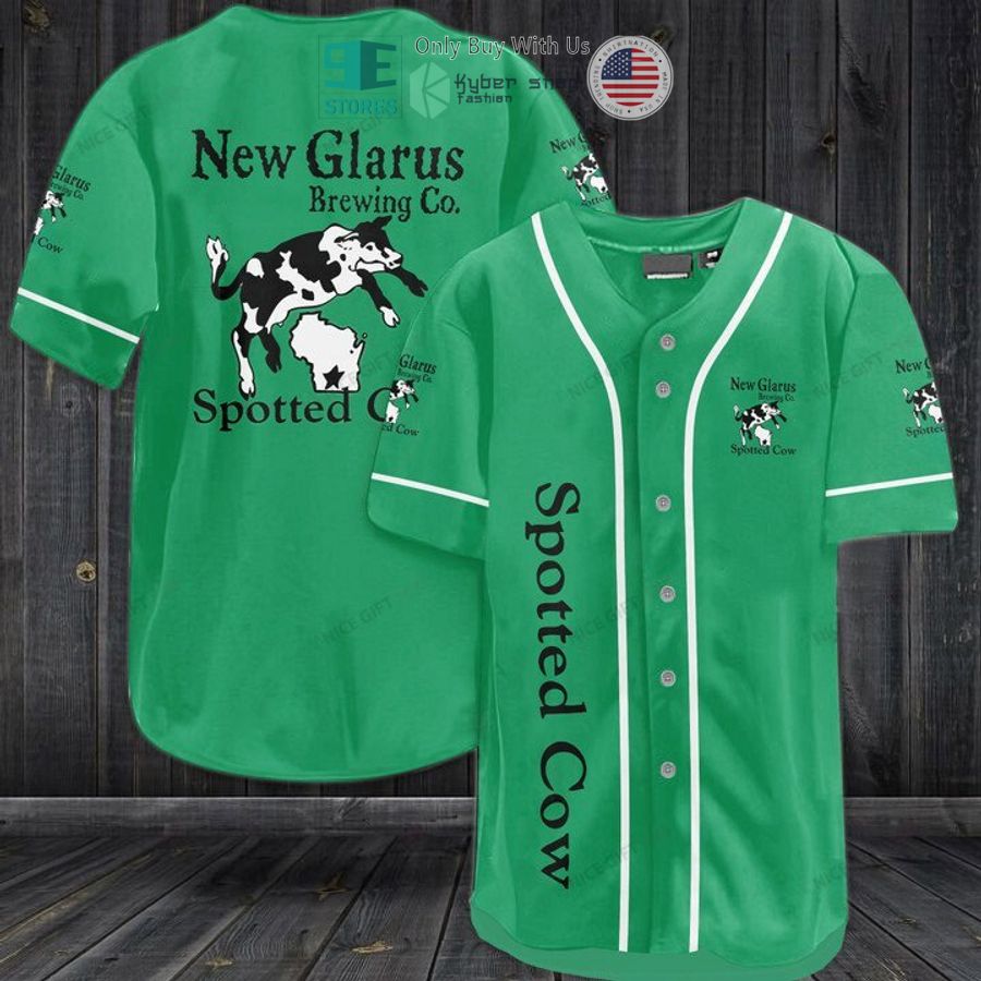 BEST Spotted Cow logo green Baseball Jersey baseball jersey product view 1