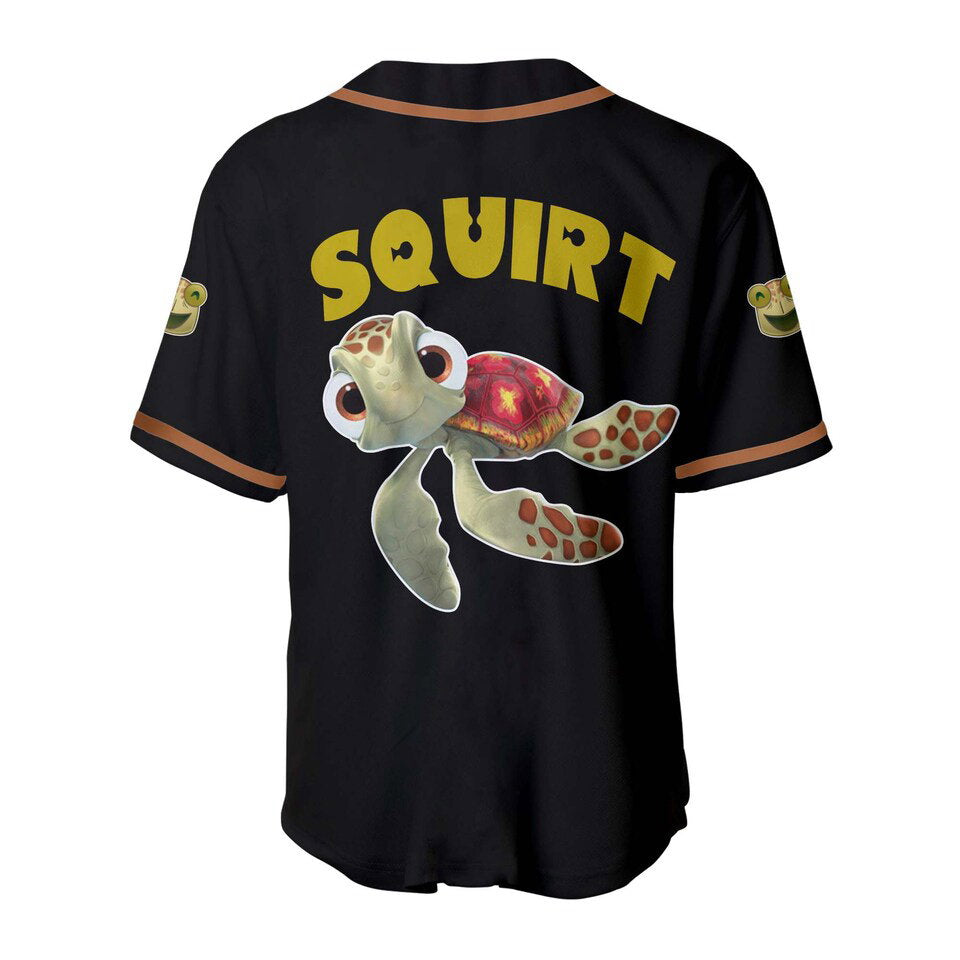 Squirt Turtle Finding Nemo Black Yellow Baseball Jersey - lylyprint.com baseball jersey product view 3