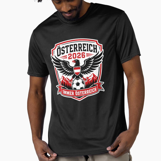 Austria 2026 Eagle Football Crest by RedCircleArt Unisex T-shirt, Sweatshirt, Hoodie, Long Sleeve Tee - T-Shirt, Sweatshirt, Hoodie