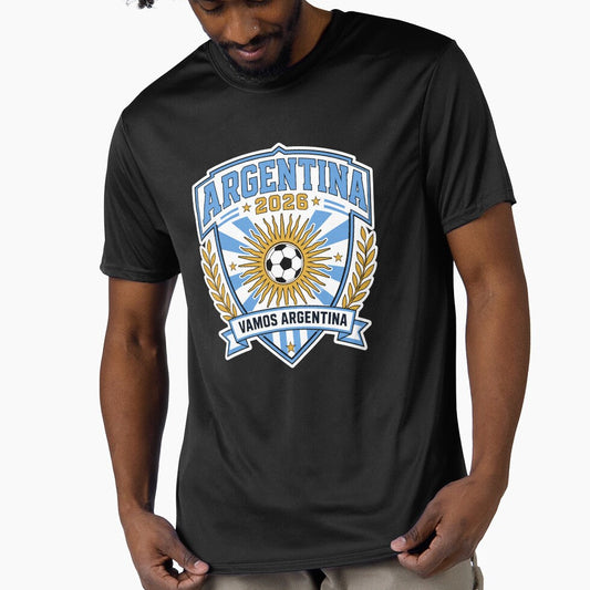 Argentina 2026 Sun Football Crest by RedCircleArt Unisex T-shirt, Sweatshirt, Hoodie, Long Sleeve Tee - T-Shirt, Sweatshirt, Hoodie