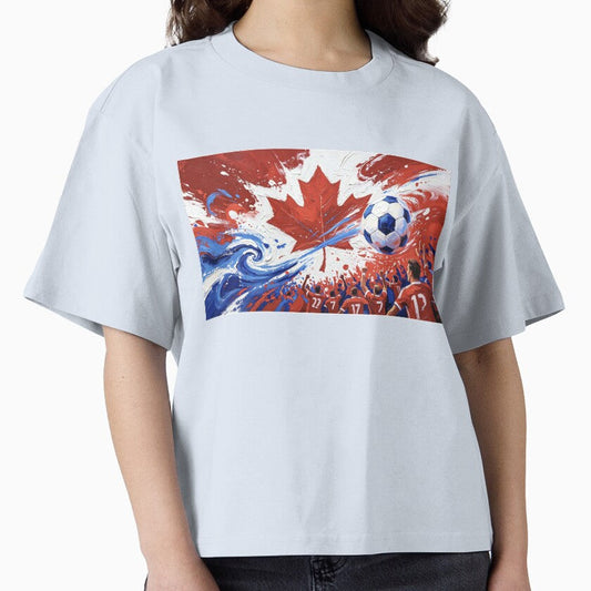 Abstract Canada Soccer Art  Maple Leaf Energy, Dynamic Football Crowd Painting by DreamyTupelo - T-Shirt, Sweatshirt, Hoodie
