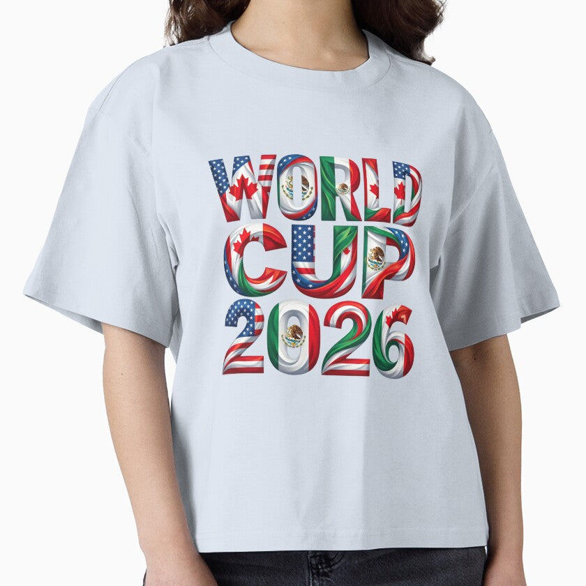 World Cup 2026  Flag Text USA Canada Mexico Host Nations by David Mateo ArtWorks Unisex T-shirt, Sweatshirt, Hoodie, Long Sleeve Tee - T-Shirt, Sweatshirt, Hoodie