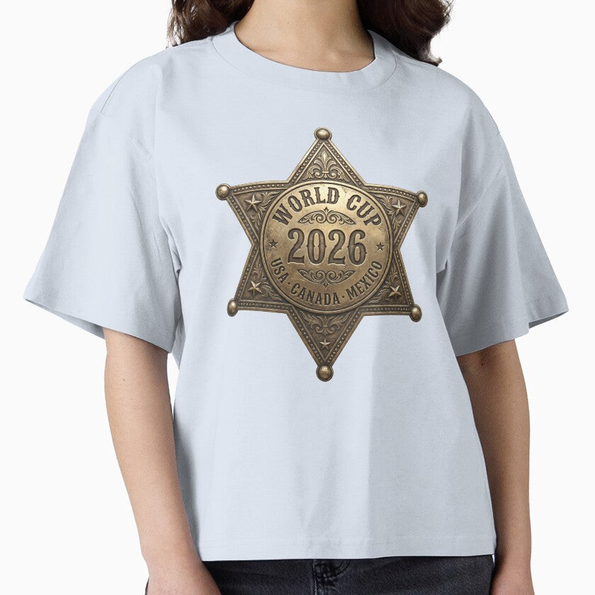 World Cup 2026  Western Sheriff Star USA Canada Mexico Badge by David Mateo ArtWorks Unisex T-shirt, Sweatshirt, Hoodie, Long Sleeve Tee - T-Shirt, Sweatshirt, Hoodie