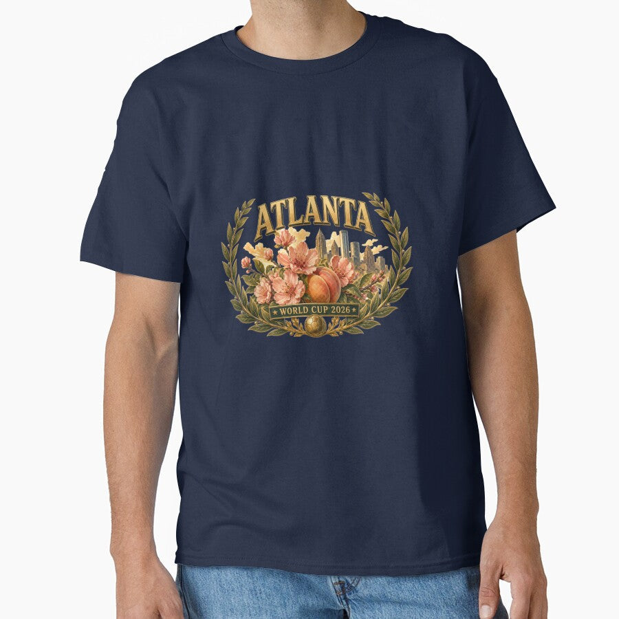 Elegant and Floral Atlanta 2026 World Cup Host City   Georgia Peach Laurel Wreath by BrickByDream - T-Shirt, Sweatshirt, Hoodie
