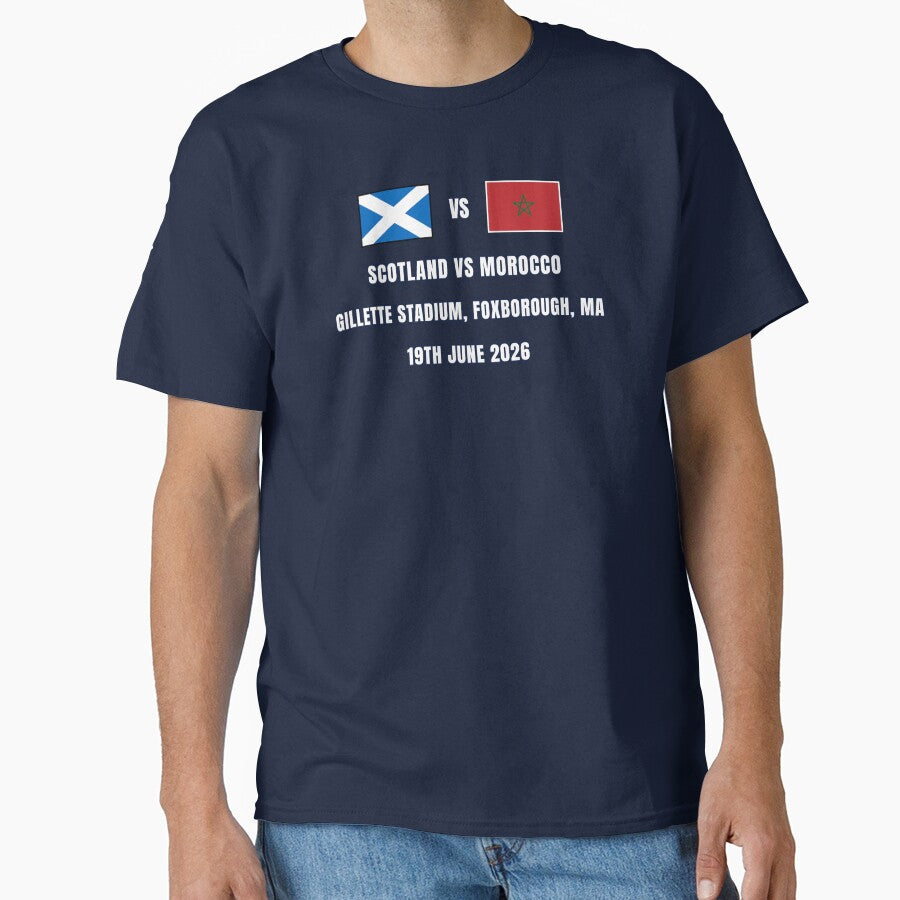 Scotland vs Morocco 19 June 2026  Football Match Design Foxborough by The Hairy Melon Unisex T-shirt, Sweatshirt, Hoodie, Long Sleeve Tee - T-Shirt, Sweatshirt, Hoodie