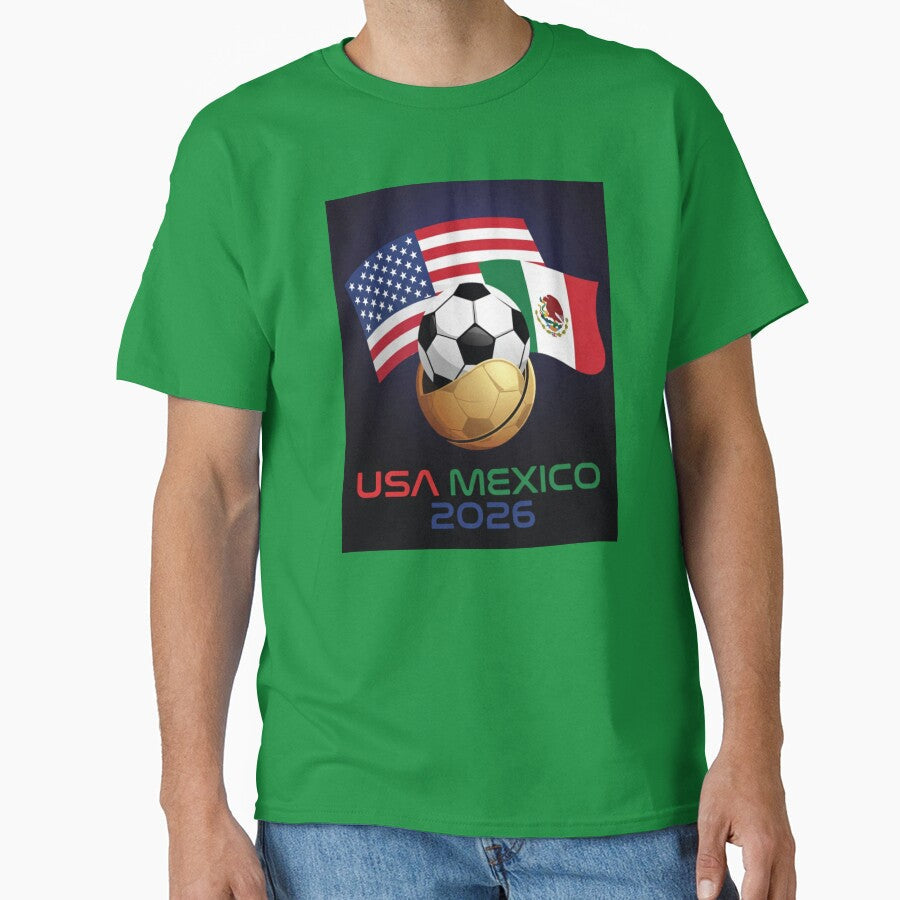 USA Mexico 2026 Soccer Rivalry Flag Football T-Shirt by Nexus Space Unisex T-shirt, Sweatshirt, Hoodie, Long Sleeve Tee - T-Shirt, Sweatshirt, Hoodie