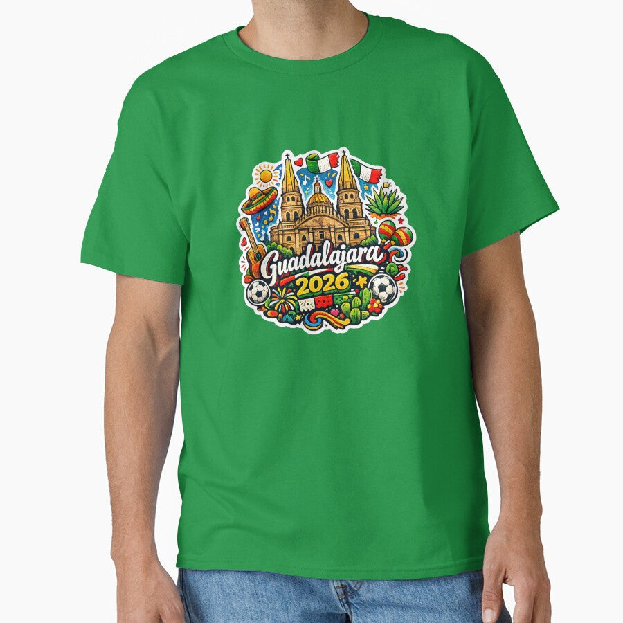 Guadalajara 2026 Cathedral Soccer by Modefissi Unisex T-shirt, Sweatshirt, Hoodie, Long Sleeve Tee - T-Shirt, Sweatshirt, Hoodie
