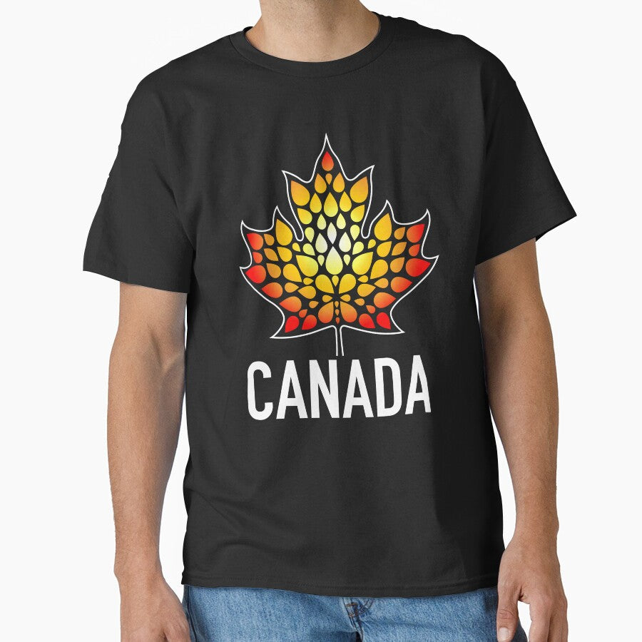 CANADA FIRE Maple Leaf Black Background by Great Canadian Collective Unisex T-shirt, Sweatshirt, Hoodie, Long Sleeve Tee - T-Shirt, Sweatshirt, Hoodie