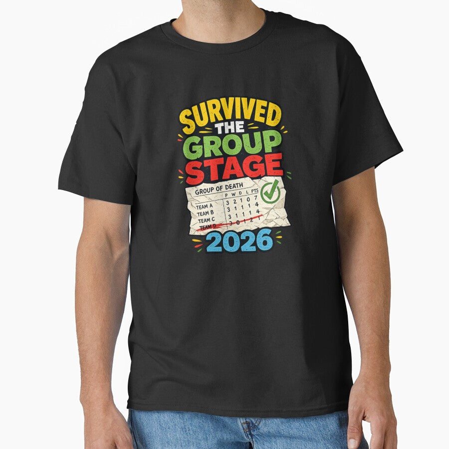 Survived The Group Stage 2026 Funny Soccer Fan World Football Tournament T-Shirt by irfanshikh - T-Shirt, Sweatshirt, Hoodie