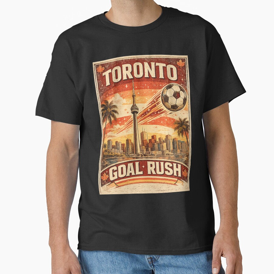 Toronto Goal Rush Retro CN Tower Soccer Shirt | Vintage Canada Travel Design by Globalcitytees - T-Shirt, Sweatshirt, Hoodie