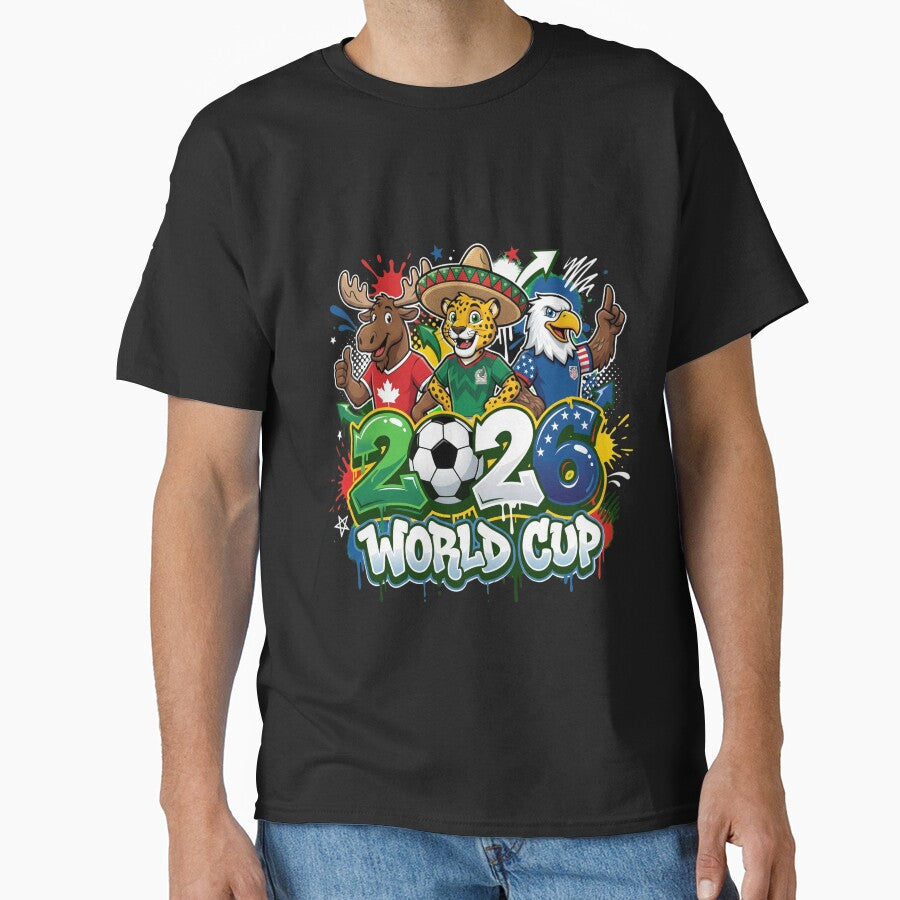 2026 Soccer Event Urban Graffiti Mascot Paint Splatter Design by DamianRoy88 Unisex T-shirt, Sweatshirt, Hoodie, Long Sleeve Tee - T-Shirt, Sweatshirt, Hoodie