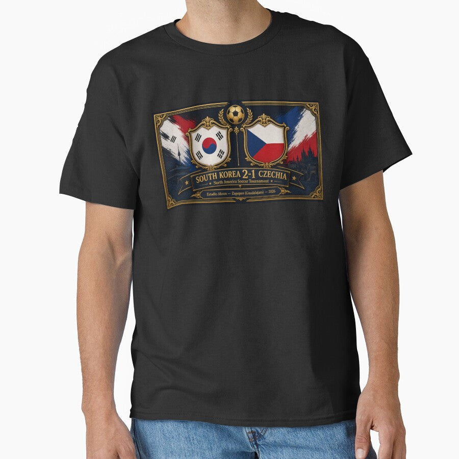 Elegant Oil Artwork of  South Korea vs Czechia Soccer Match by BrickByDream Unisex T-shirt, Sweatshirt, Hoodie, Long Sleeve Tee - T-Shirt, Sweatshirt, Hoodie