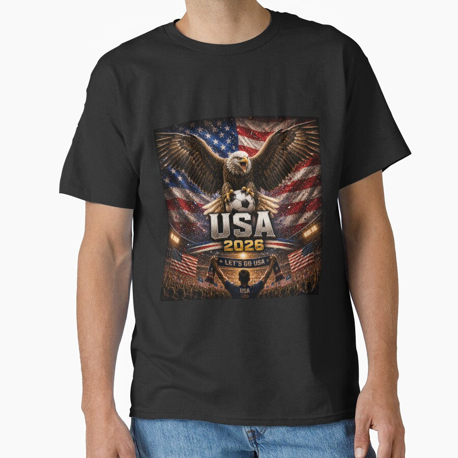 USA 2026 Football Supporter | Bald Eagle Soccer Fan Art | World Cup Inspired Design by Winetastic-Art - T-Shirt, Sweatshirt, Hoodie