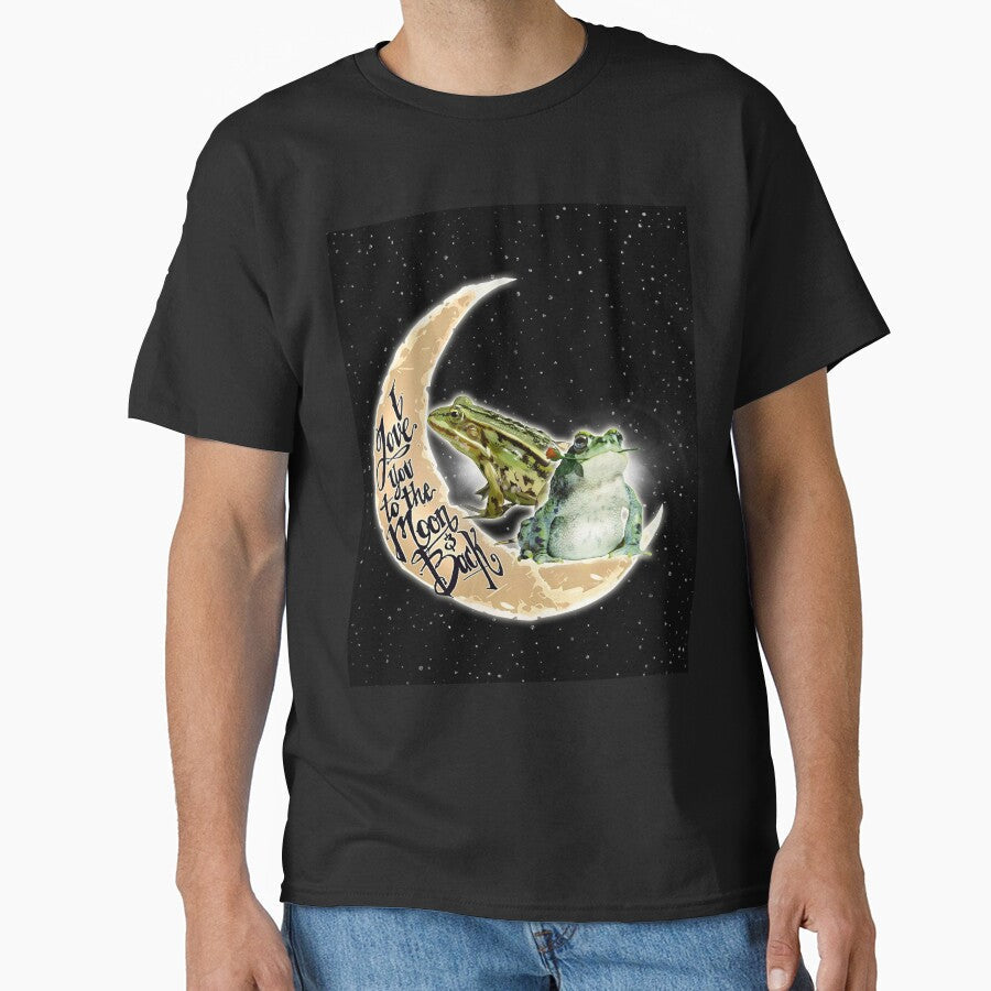 Frog Love You To The Moon Black by VannaShanha - Adult & Kids T-Shirts, Sweatshirts & Hoodies apparel design preview 1