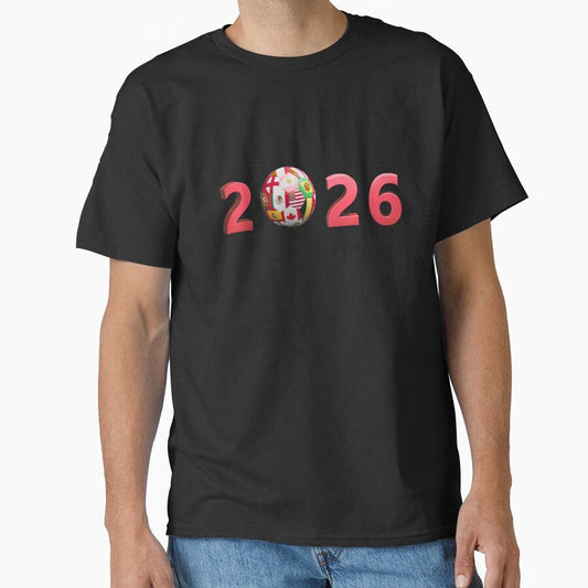2026 World Cup Global Soccer Year by Khadigadesings Unisex T-shirt, Sweatshirt, Hoodie, Long Sleeve Tee - T-Shirt, Sweatshirt, Hoodie