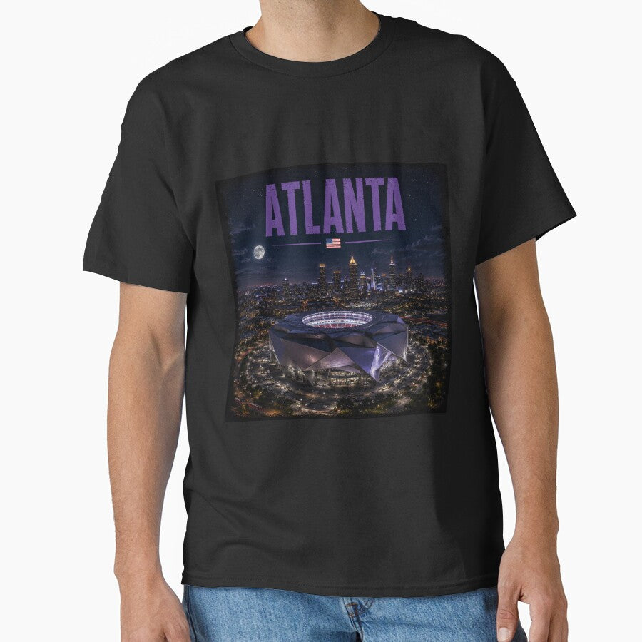 Atlanta Cinematic Stadium Edition (US Flag) by globetrottergfx Unisex T-shirt, Sweatshirt, Hoodie, Long Sleeve Tee - T-Shirt, Sweatshirt, Hoodie