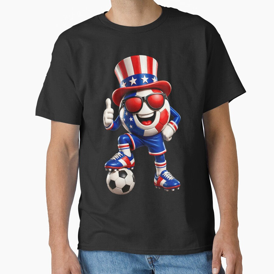 USA Soccer Mascot Funny Patriotic Sports Cartoon Graphic by ArtSpark Studio Unisex T-shirt, Sweatshirt, Hoodie, Long Sleeve Tee - T-Shirt, Sweatshirt, Hoodie