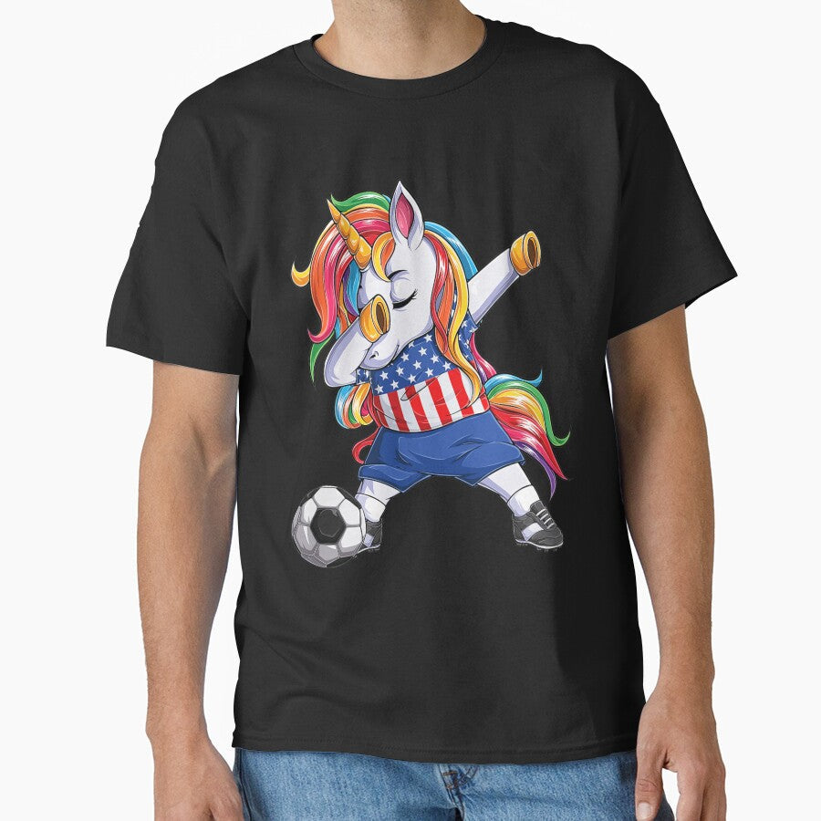 Dab Unicorn United States Football Soccer Jersey US Flag Kid by nonstopnightlif football jersey product view 1