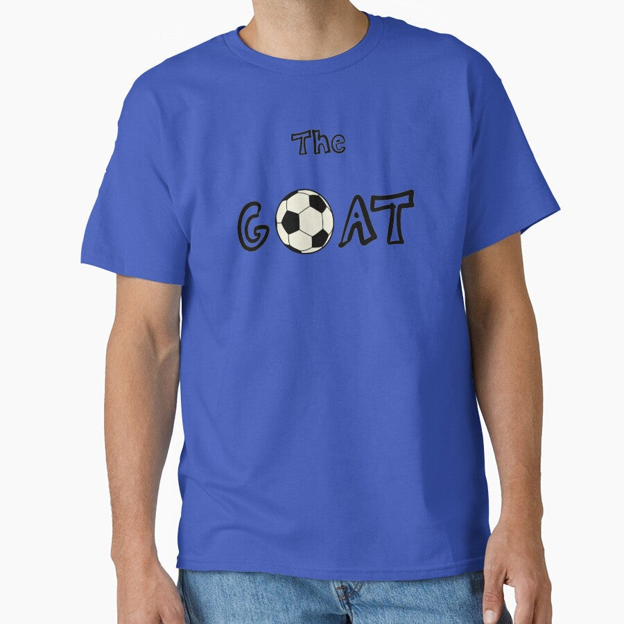 Soccer GOAT Graphic T-Shirt, Greatest of All Time Football Fan Tee, Retro Minimalist Soccer Jersey Shirt, Unique Gift for Football Lovers by KiitosLtd football jersey product view 1