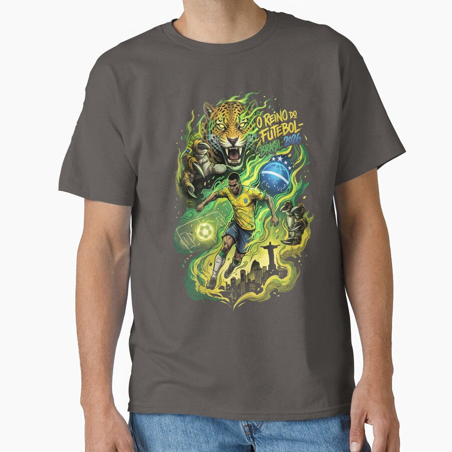 O Reino Do Futebol Brazil - World Cup 2026 by VoidAnimeStudio Unisex T-shirt, Sweatshirt, Hoodie, Long Sleeve Tee - T-Shirt, Sweatshirt, Hoodie