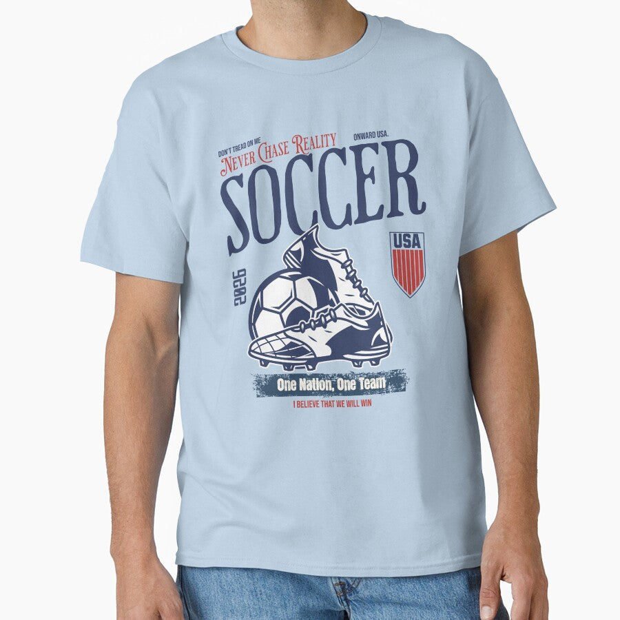 USA Soccer 2026 One Nation One Team Football Fan Design by Abaseen Unisex T-shirt, Sweatshirt, Hoodie, Long Sleeve Tee - T-Shirt, Sweatshirt, Hoodie