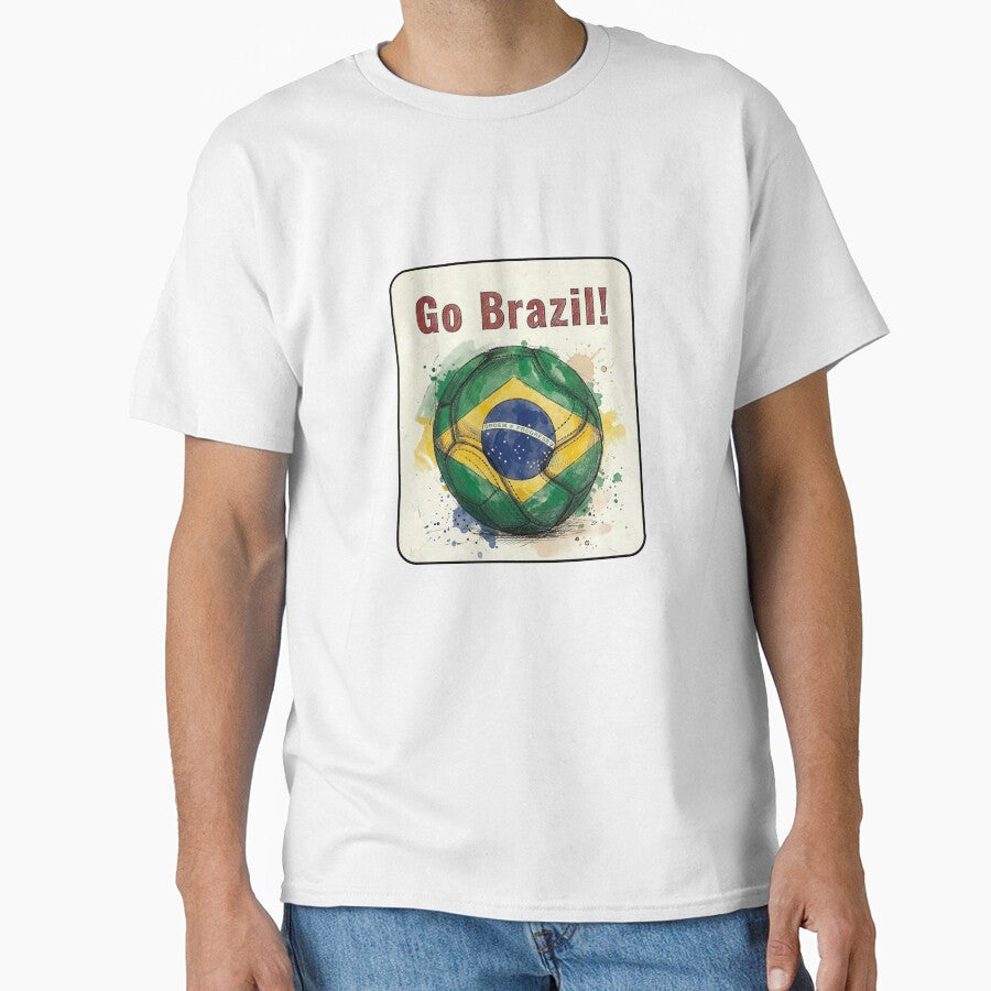 Go Brazil Soccer Ball Flag | Brazilian Football Fan Graphic Tee by PryntedLabs Unisex T-shirt, Sweatshirt, Hoodie, Long Sleeve Tee - T-Shirt, Sweatshirt, Hoodie