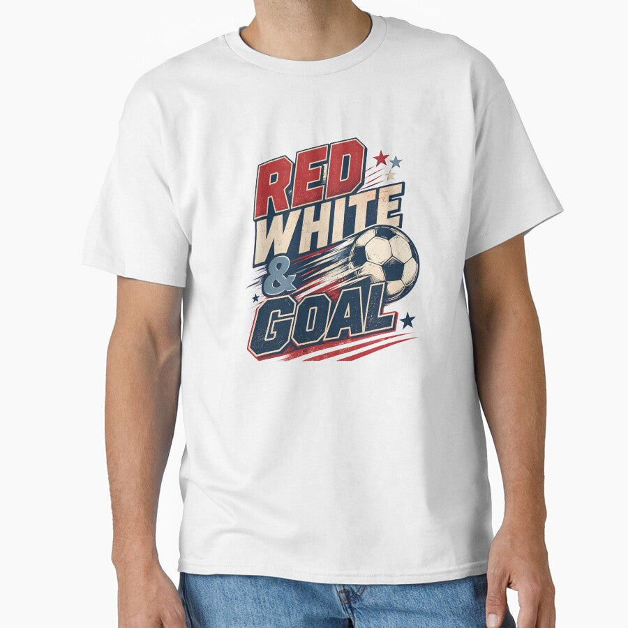 Red White and Goal USA Soccer Patriotic Game Day by RoooDesigns Unisex T-shirt, Sweatshirt, Hoodie, Long Sleeve Tee - T-Shirt, Sweatshirt, Hoodie