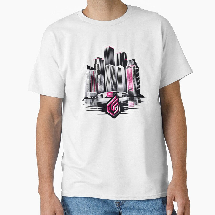 Geometric Miami Skyline by pixelpulsenyc Unisex T-shirt, Sweatshirt, Hoodie, Long Sleeve Tee - T-Shirt, Sweatshirt, Hoodie