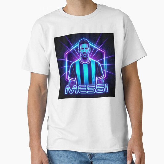 Argentina Football Legend Messi Cyberpunk Retro Futurist Design (Version 2) by Jess Iachini - T-Shirt, Sweatshirt, Hoodie
