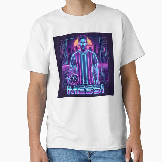 Argentina Football Legend Messi Cyberpunk Retro Futurist Design (Version 3) by Jess Iachini - T-Shirt, Sweatshirt, Hoodie