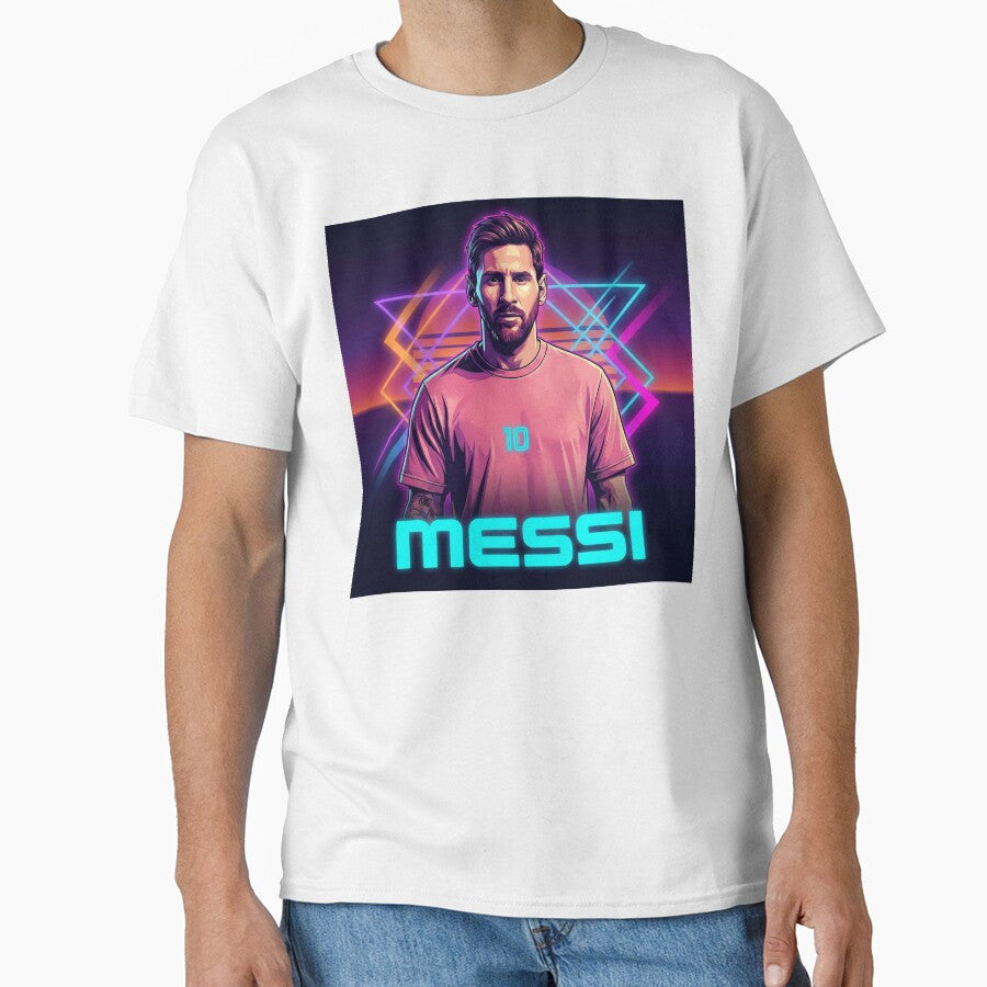 Inter Miami Football Legend Messi Cyberpunk Retro Futurist Design (Version 5) by Jess Iachini - T-Shirt, Sweatshirt, Hoodie