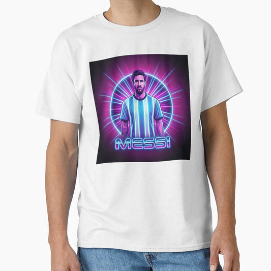 Argentina Football Legend Messi Cyberpunk Retro Futurist Design (Version 4) by Jess Iachini - T-Shirt, Sweatshirt, Hoodie